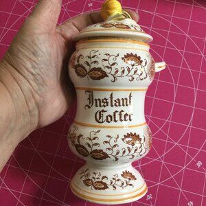 Vintage Instant Coffee canister 8" tall to the top the lid the jar has crazing